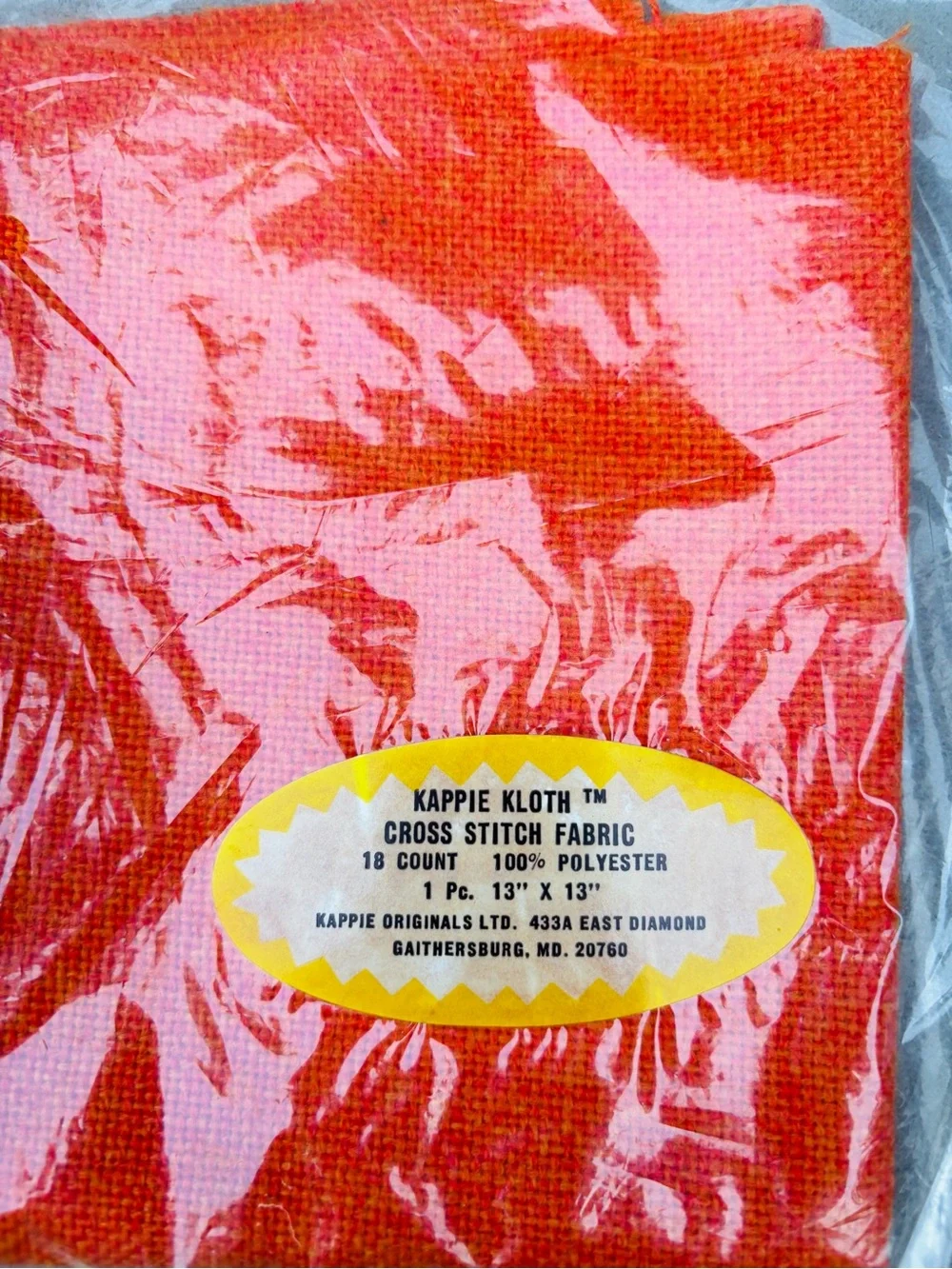 Kappie Originals Vintage X Stitch Fabric Pieces - Orange & Mustard 18 Count